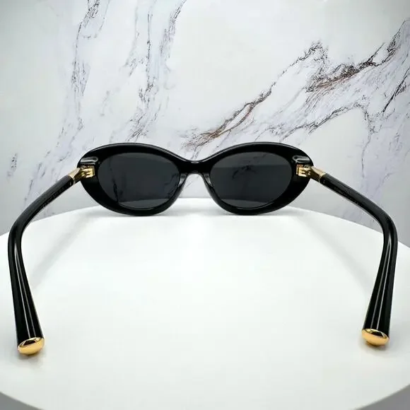 New Dolce & Gabbana Sunglasses Black Oval Cat Eye Gold Metal Logo 54-18 - Picture 14 of 16